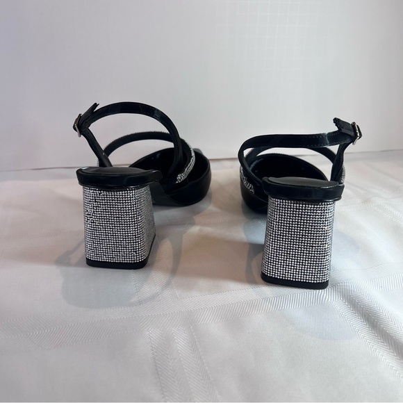 ***NWT***Aldo Heels- Black and Silver Women's Block Rhinestone Heel - Picture 3 of 13